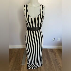 white and black lined dress 🎬